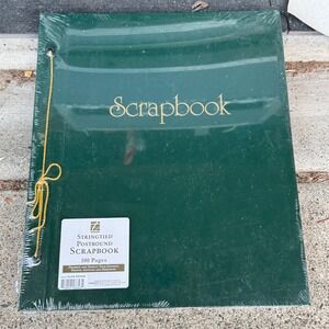 Thompson Stringtied Postbound Scrapbook 100 Pages Forest Green Gold GS3434 NEW